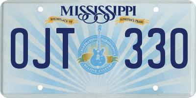 MS license plate OJT330