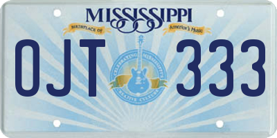 MS license plate OJT333