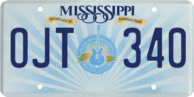 MS license plate OJT340