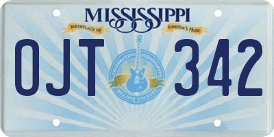 MS license plate OJT342