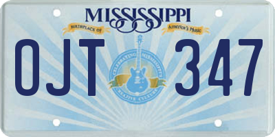 MS license plate OJT347