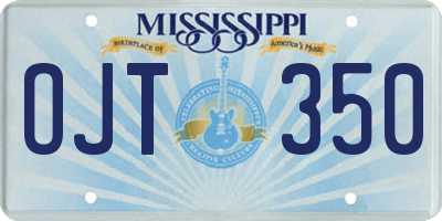 MS license plate OJT350