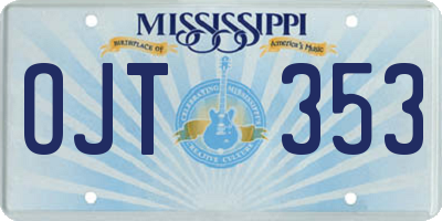 MS license plate OJT353