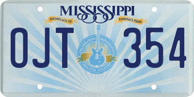 MS license plate OJT354