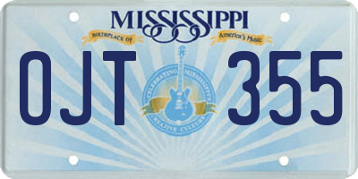 MS license plate OJT355