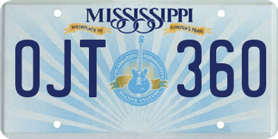 MS license plate OJT360