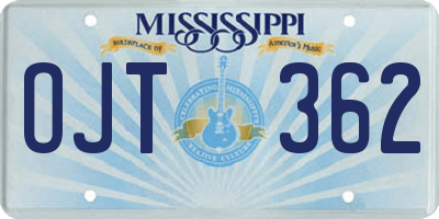MS license plate OJT362