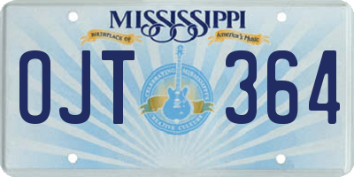 MS license plate OJT364