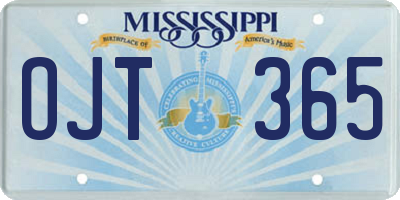 MS license plate OJT365