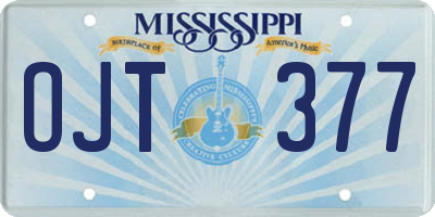 MS license plate OJT377