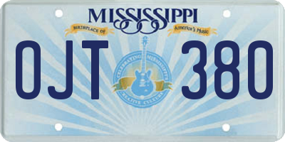 MS license plate OJT380