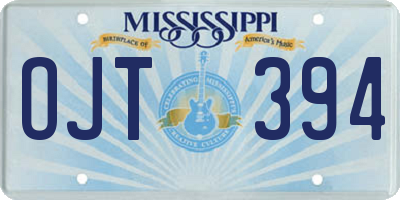 MS license plate OJT394