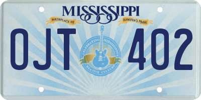 MS license plate OJT402