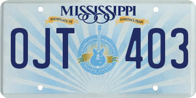 MS license plate OJT403