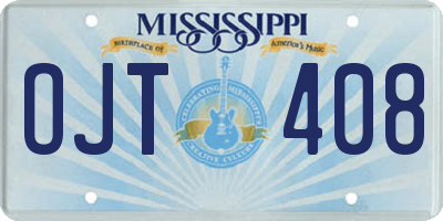 MS license plate OJT408