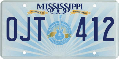 MS license plate OJT412