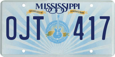 MS license plate OJT417