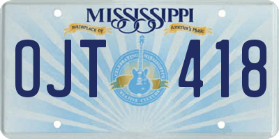 MS license plate OJT418