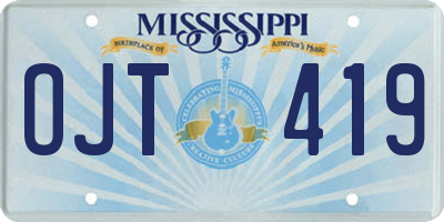 MS license plate OJT419