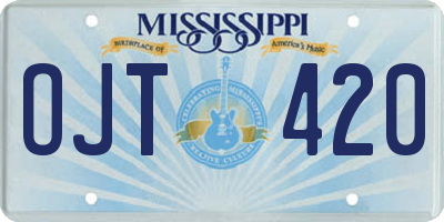 MS license plate OJT420