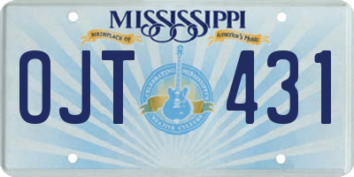 MS license plate OJT431