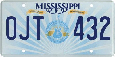 MS license plate OJT432