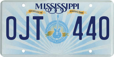 MS license plate OJT440