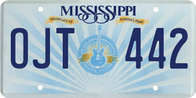 MS license plate OJT442
