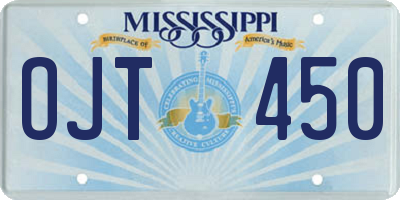 MS license plate OJT450