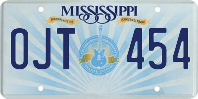MS license plate OJT454