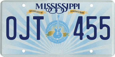 MS license plate OJT455