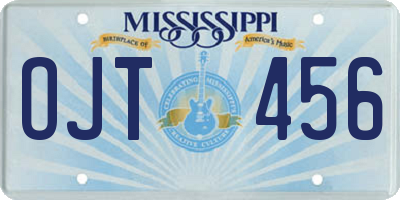 MS license plate OJT456