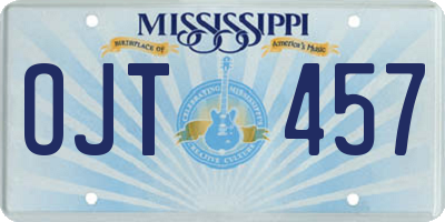 MS license plate OJT457