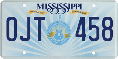 MS license plate OJT458