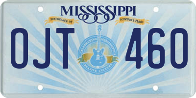MS license plate OJT460