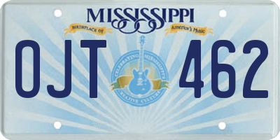MS license plate OJT462