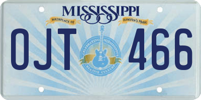 MS license plate OJT466
