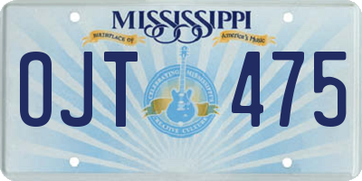 MS license plate OJT475