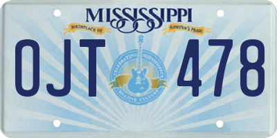 MS license plate OJT478