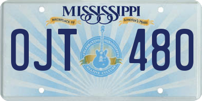 MS license plate OJT480
