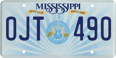 MS license plate OJT490