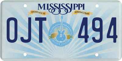 MS license plate OJT494