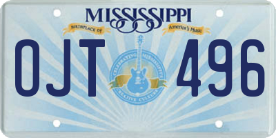 MS license plate OJT496