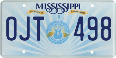 MS license plate OJT498
