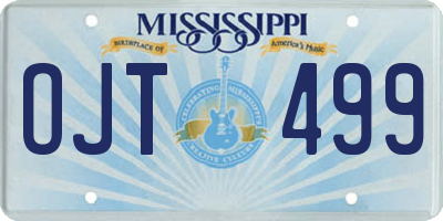 MS license plate OJT499