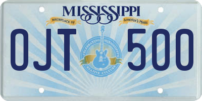 MS license plate OJT500