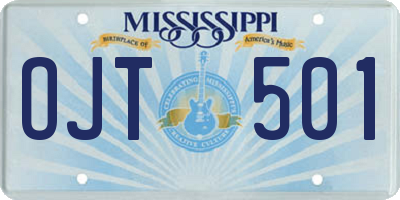 MS license plate OJT501
