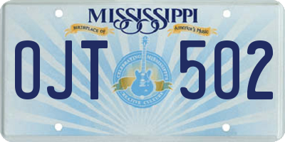 MS license plate OJT502