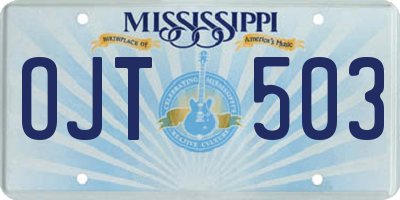 MS license plate OJT503