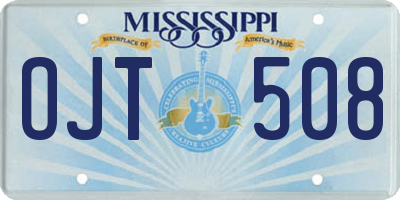 MS license plate OJT508